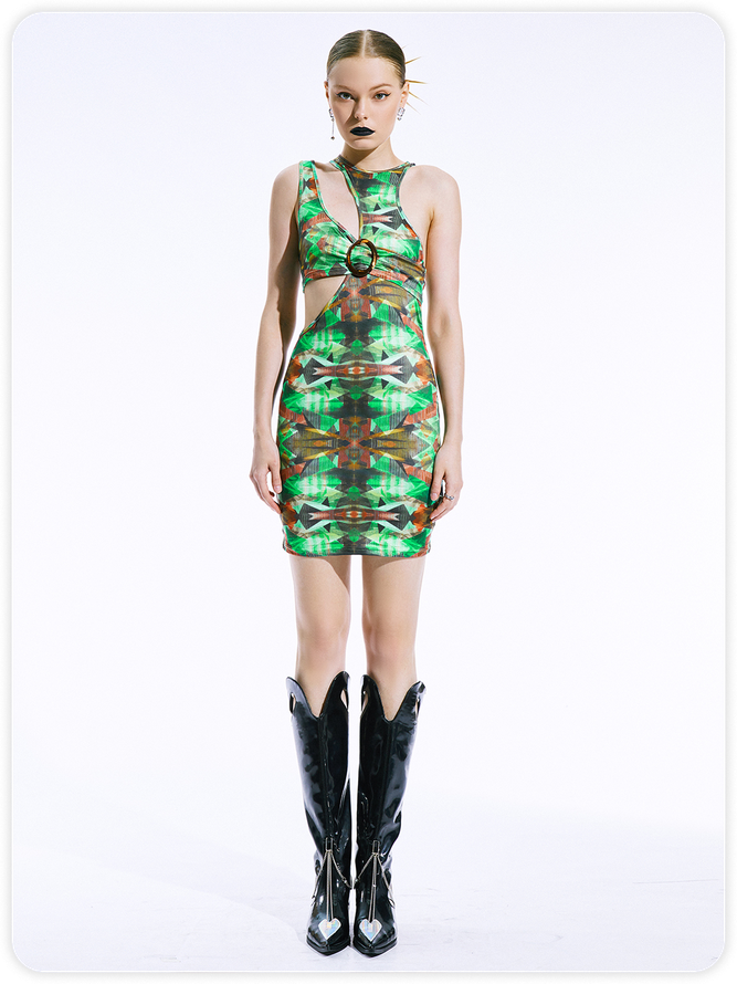 【Final Sale】Green Dress Mini Dress