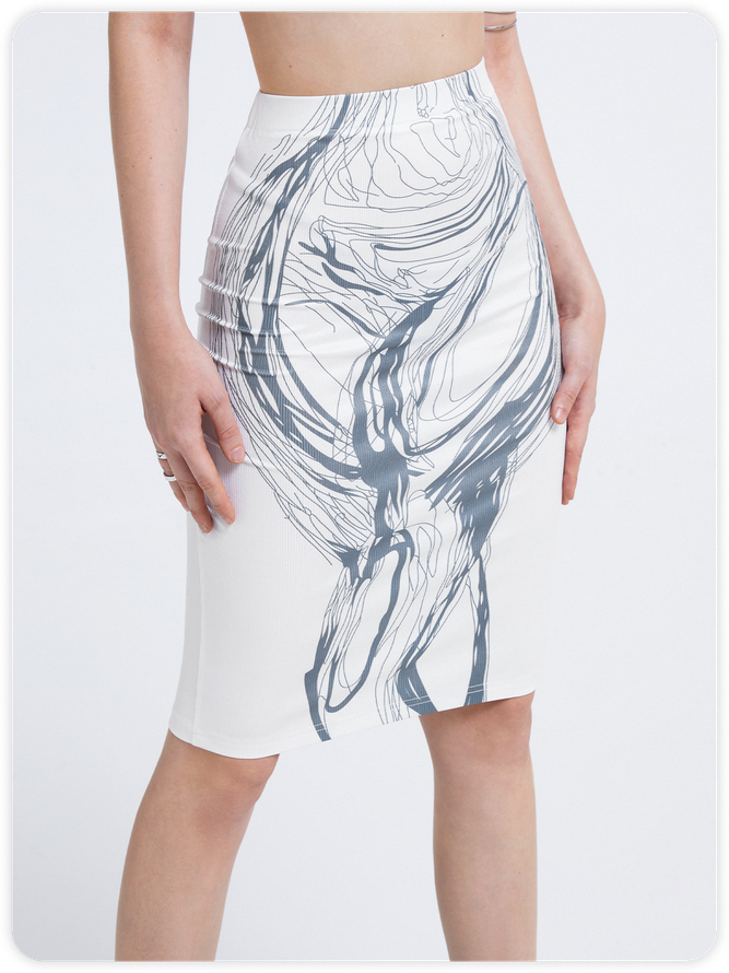 【Final Sale】edgy White Body Print Bottom Skirt