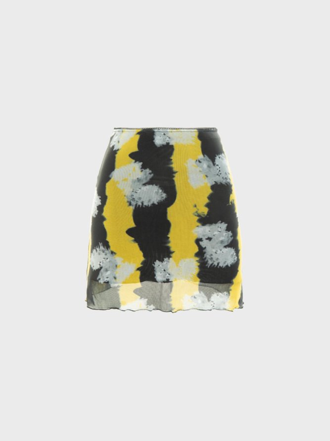 【Final Sale】Casual Yellow Bottom Skirt