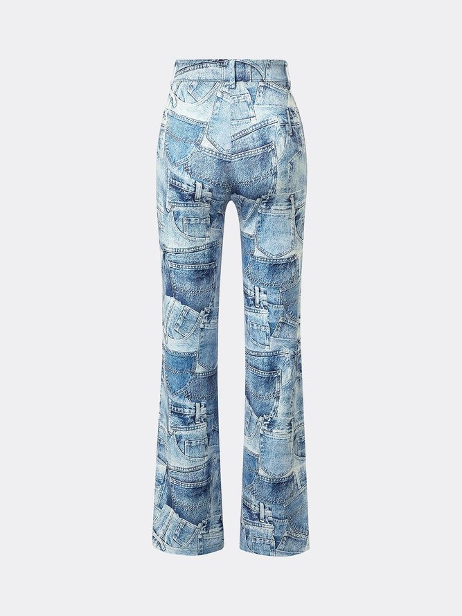 【Final Sale】Casual Light Blue Bottom Jeans