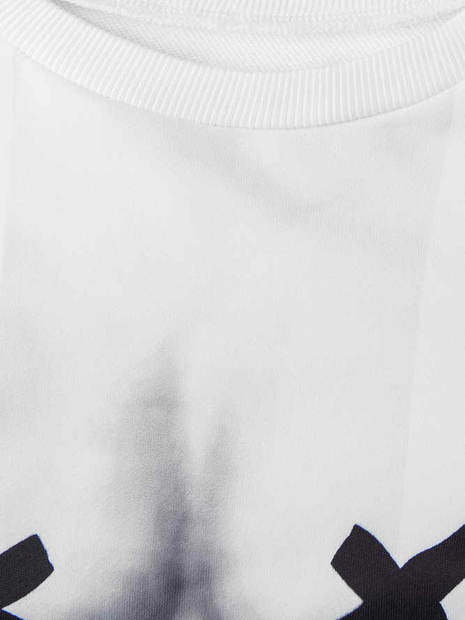 【Final Sale】Edgy White Body Print Top Hoodie & Sweatshirt