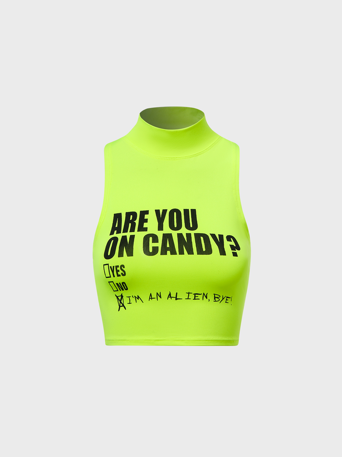 Y2K Casual Fluorescent Green Top Tank Top & Cami