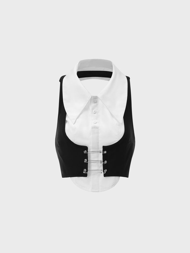 【Final Sale】Y2K Black-White Top Blouse