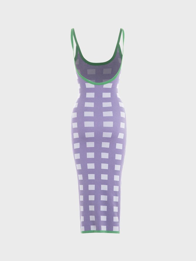 【Final Sale】Y2K Vacation Purple Spaghetti Strap Lace-Up Design Vocation Dress Midi Dress