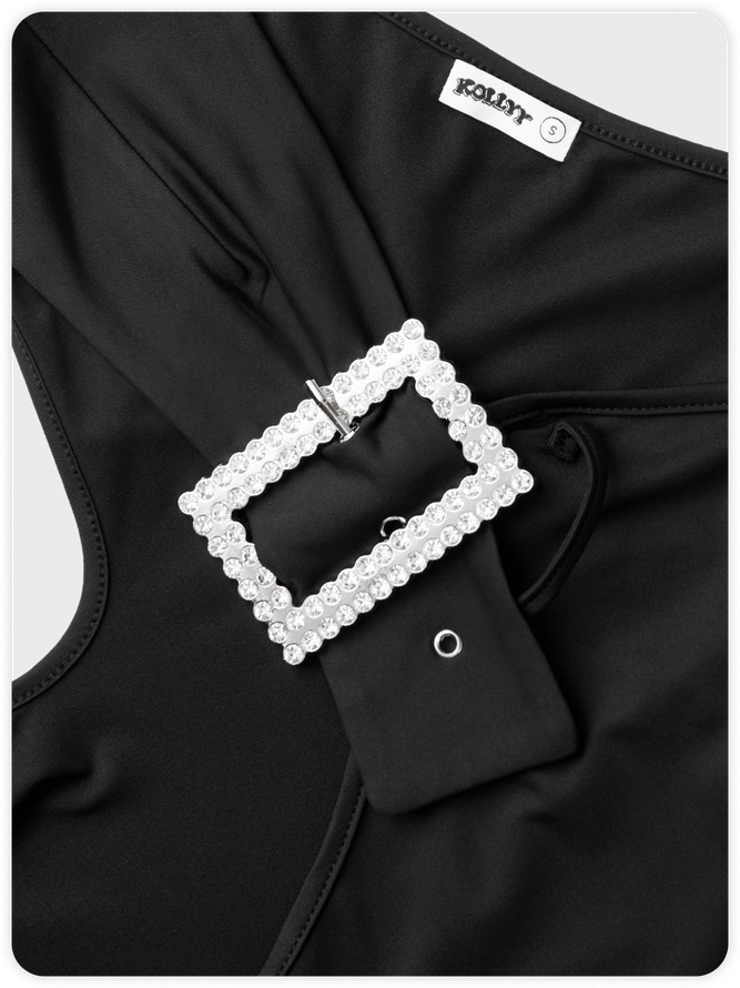 【Final Sale】Edgy Black Metal Asymmetrical Design Party Dress Mini Dress