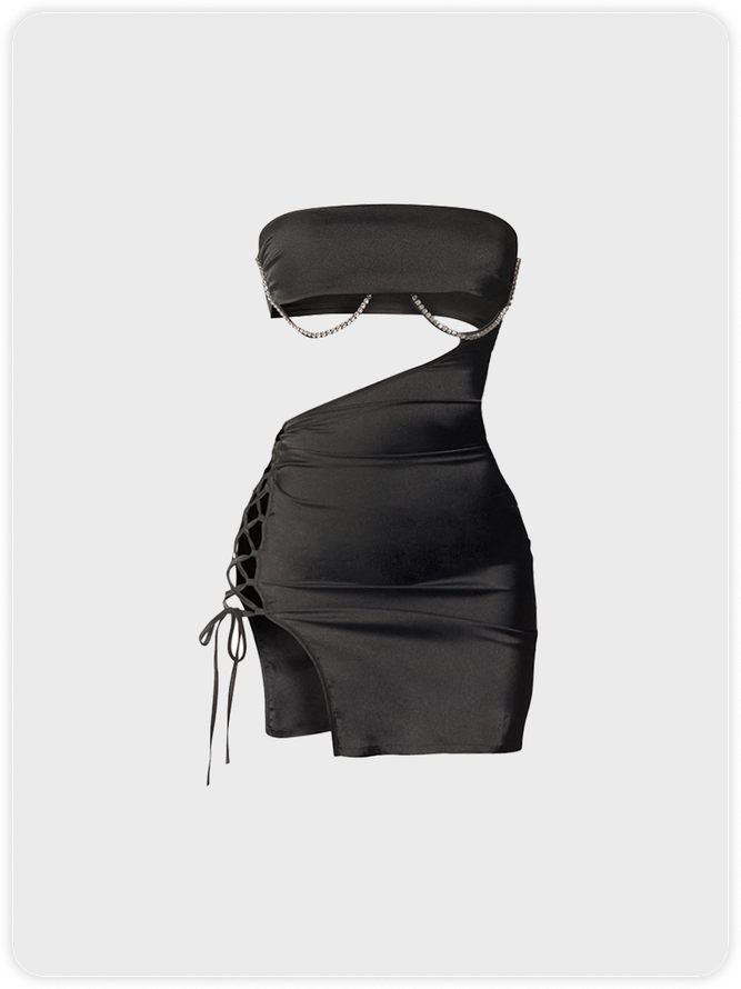Y2k Black Lace up Dress Mini Dress | Dress | Y2k Dress Tight Plain Ace ...