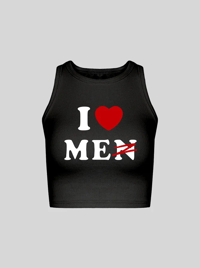 Y2K  Black I Love Me Letter Sleeveless Top Tank Top & Cami