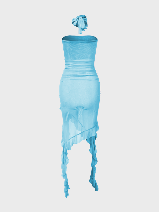 【Final Sale】Y2k Balletcore Blue Dress Midi Dress