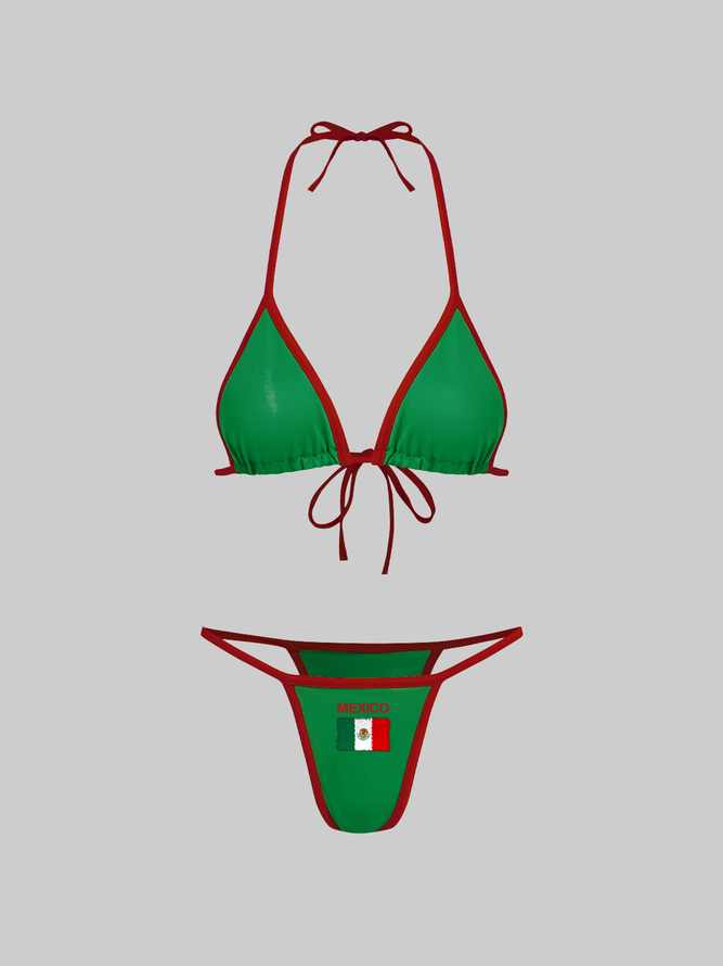 Jersey Mexico Color Block Bikini