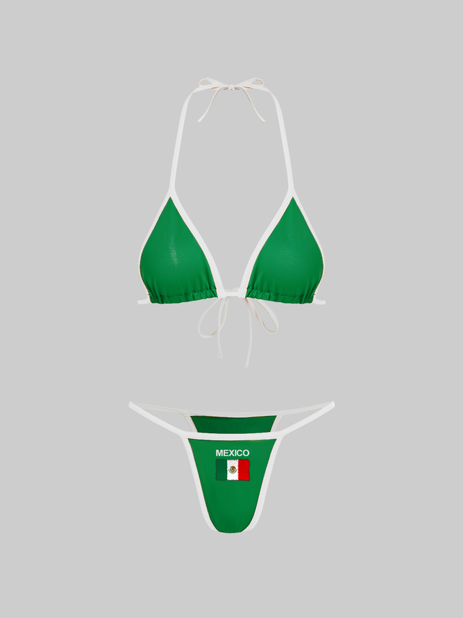 Jersey Mexico Color Block Bikini