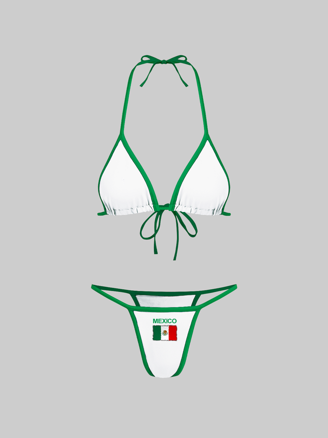 Jersey Mexico Color Block Bikini