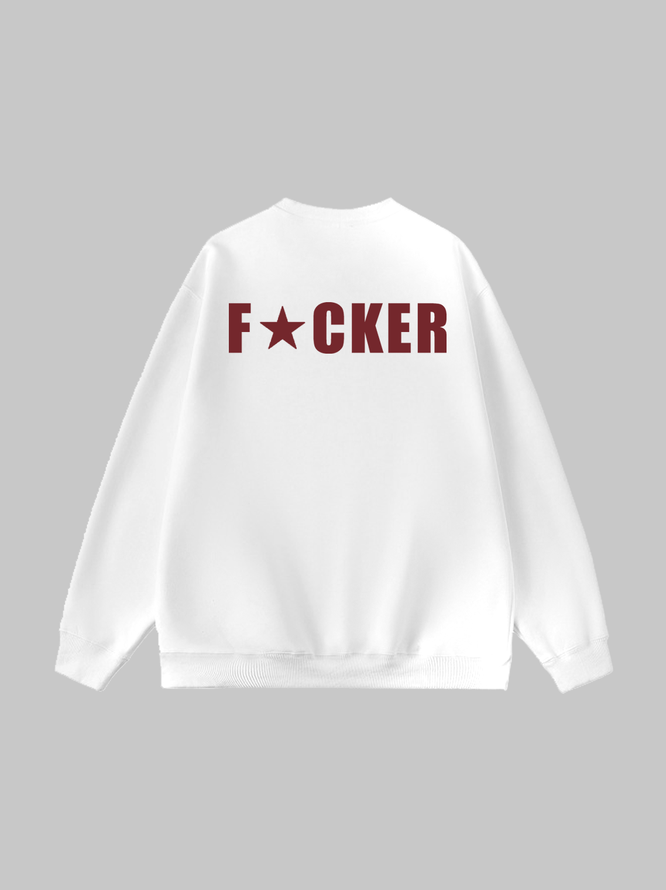 【Final Sale】Crew Neck Text Letters Long Sleeve Sweatshirt