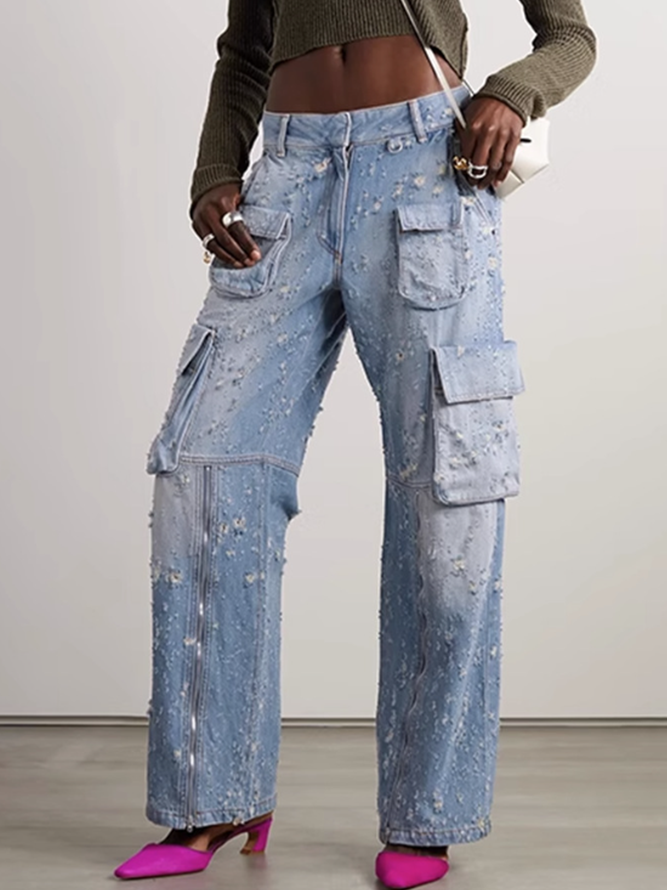 Denim Ombre Cargo Pants Jeans