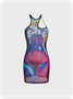 【Final Sale】Edgy Multicolor Thermal body print Asymmetrical design Dress Mini Dress