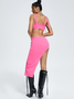 【Final Sale】Edgy Pink Cut out Asymmetrical design Dress Midi Dress