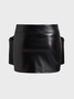 【Final Sale】Street Black Leather Pockets Bottom Skirt