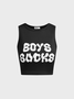 Y2K White Boys Letter Party Top Tank Top & Cami