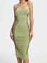 【Final Sale】Street Green Cut out Dress Midi Dress