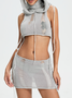 Punk Gray Cut out Two-Piece Set