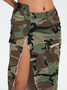 【Final Sale】Street Army Green Slim Bottom Skirt