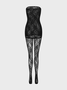 Lace Mesh Plain Tube Dress With Tights Two-Piece Set