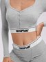 Text Letters Long Sleeve Top With Pants Two-Piece Set