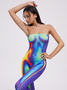 Edgy Multicolor Body print Tube Jumpsuit