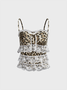 Patchwork Lace Spaghetti Leopard Cami