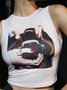 Crew Neck Animal Tank Top