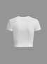 Jersey letter Crew Neck Plain Short Sleeve T-shirt