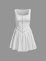 Square Neck Plain Sleeveless Short Dress