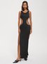 Crew Neck Plain Sleeveless Maxi Dress