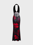 Halter Tie-Dye Pattern Sleeveless Maxi Dress