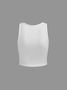 Knitted V Neck Text Letters Tank Top