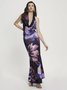 Halter Floral Sleeveless Maxi Dress