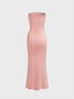 Strapless Plain Sleeveless Maxi Dress