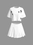 Jersey Cross Top With Skirt Two-Piece Set