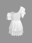 One Shoulder Plain Short Sleeve Mini Dress