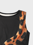 Cut Out Split Crew Neck Animal Sleeveless Maxi Dress