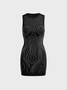 Body Print Hotfix Rhinestone Crew Neck Plain Sleeveless Mini Dress