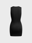 Body Print Hotfix Rhinestone Crew Neck Plain Sleeveless Mini Dress