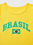 Jersey Brasil Crew Neck Text Letters Short Sleeve T-shirt