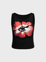 Jersey Crew Neck Floral Tank Top