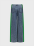 Denim Color Block Straight Pants Jeans