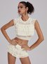 Lace Plain Top With Skirt Two-Piece Set