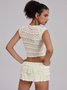 Lace Plain Top With Skirt Two-Piece Set