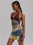 Knitted Abstract Top With Skirt Two-Piece Set