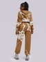 Jersey Geometric Coat With Pants Two-Piece Set