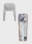 Knitted Famous Painting Top With Pants Two-Piece Set