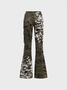 Twill Color Block Flare Pants Cargo Pants